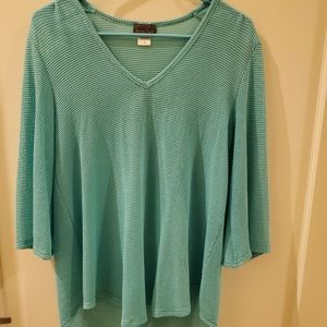 90s teal 3/4 sleeve mesh high low top large
